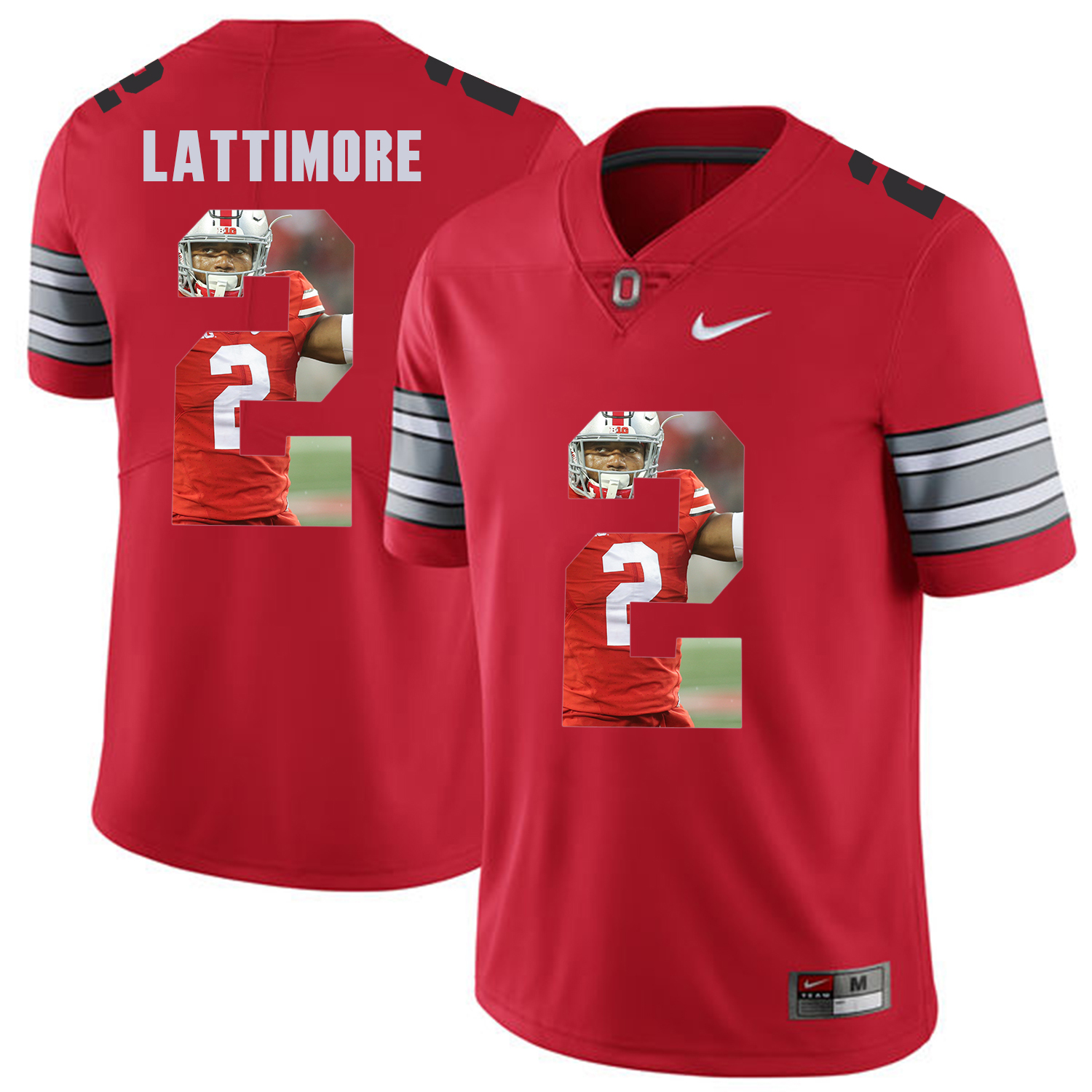 Men Ohio State 2 Lattimore Red Fashion Edition Customized NCAA Jerseys